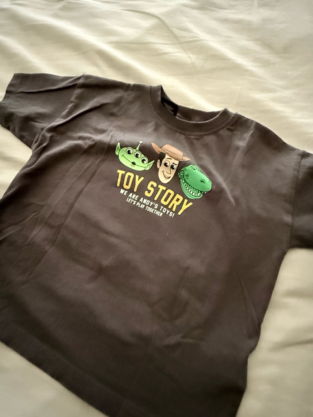 Zara- Toy Story Graphic Tee for Kids - Brown with Green Characters